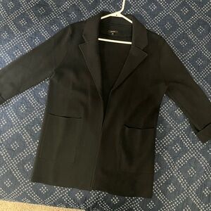 Quince (Size S) Black Classic Knit Open Front LS Deep Slip Pocket Blazer Jacket
